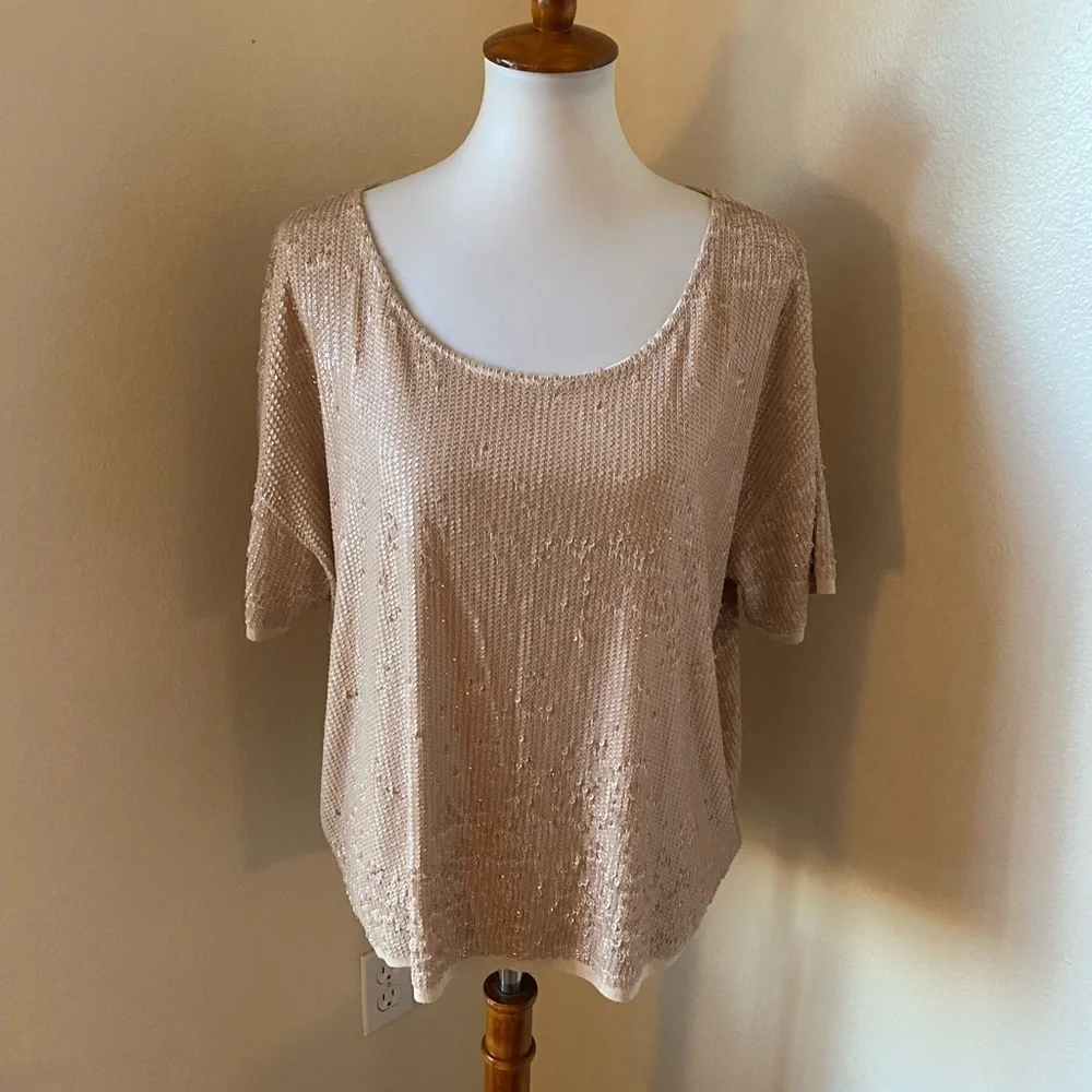 J. Crew Sequin Cotton Blend Tee Shirt